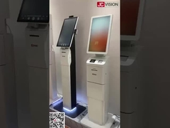 23.6 polegadas Curved Self-Service Touch Screen Kiosks Qr Code Scanner Impressora