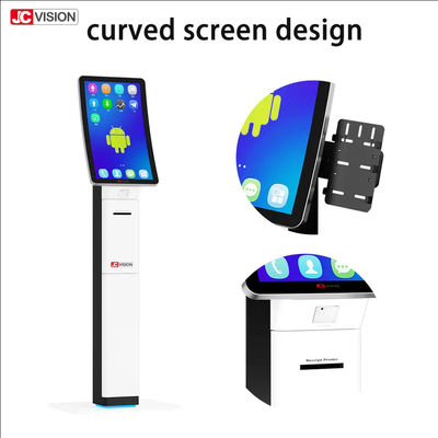 23.6 polegadas Curved Self-Service Touch Screen Kiosks Qr Code Scanner Impressora