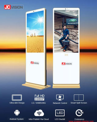 Android/Windows OS Sinalização digital de piso branco de 65 polegadas para exibição 4k- 7/24 D/H