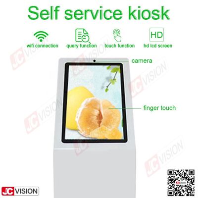 Jcvision 21.5 Inch Self Service Digital Interactive Information Kiosk Tipo L Ecrã vertical Ecrã táctil Kiosk Branco