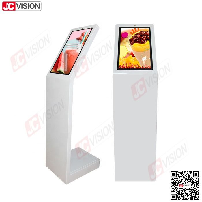 Jcvision 21.5 Inch Self Service Digital Interactive Information Kiosk Tipo L Ecrã vertical Ecrã táctil Kiosk Branco