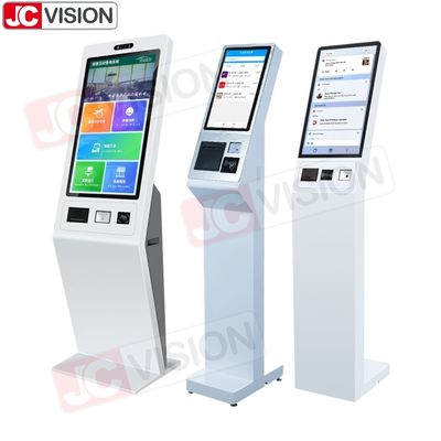 Customizado 27 polegadas piso de pé touch screen quiosque de pagamento interativo quiosque de autoatendimento quiosque com impressora terminal de digitalização QR